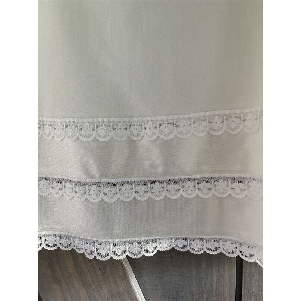 Vintage Sears Large Half Slip Ivory Side Slit Stretch Lace Trim - Picture 2 of 5